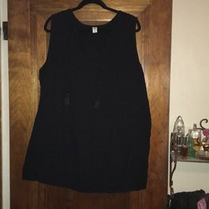 Tassel tie all cotton black tank top